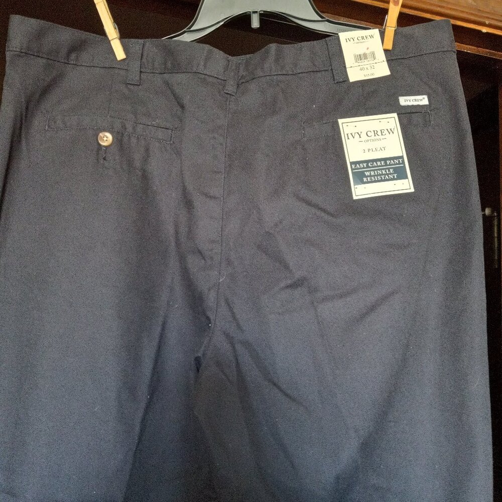 Men's Ivy Crew brand new dress pants, 40x32, black or really dark blue
